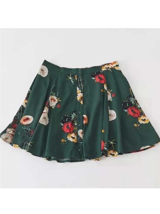 Urban Outfitters Dresses & Skirts - Urban Outfitters Dark Green Floral Button-Front Skater Skirt
